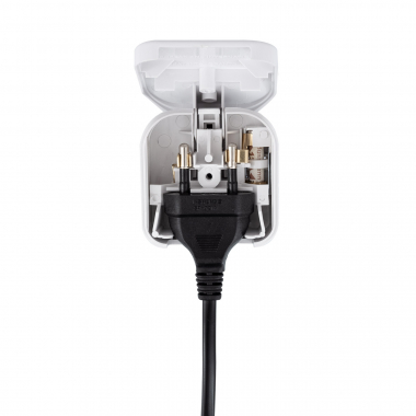 Adaptador Enchufe Tipo E (EU) Cabezal Ancho Con Cable Recto a Enchufe Tipo G  (UK) - efectoLED