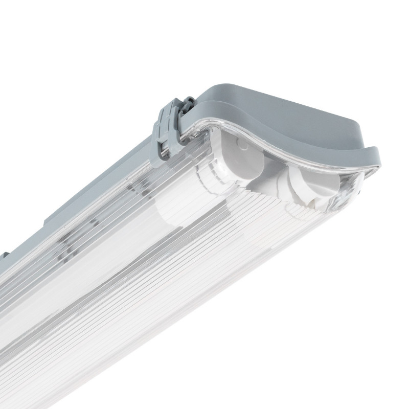 Armadura Hermética Slim para dois Tubos LED 150 cm IP65 Conexão Uni-Lateral