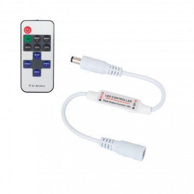 Controlador Regulador Mini Fita LED Monocor 5/24V DC com Comando RF