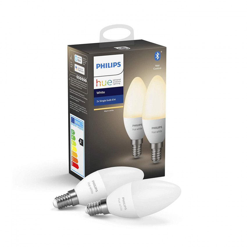 Pack 6 Ampoules LED Philips E14 Flamme - 40W Équivalent - Blanc Chaud - Économie D'Énergie 90%
