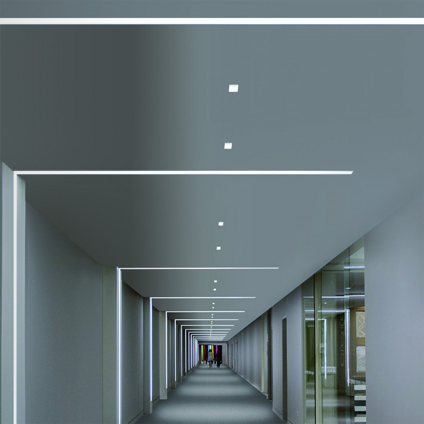 Produto de Perfil de Aluminio Encastrável para Teto com Clips 1m para Fitas LED Até 12 mm