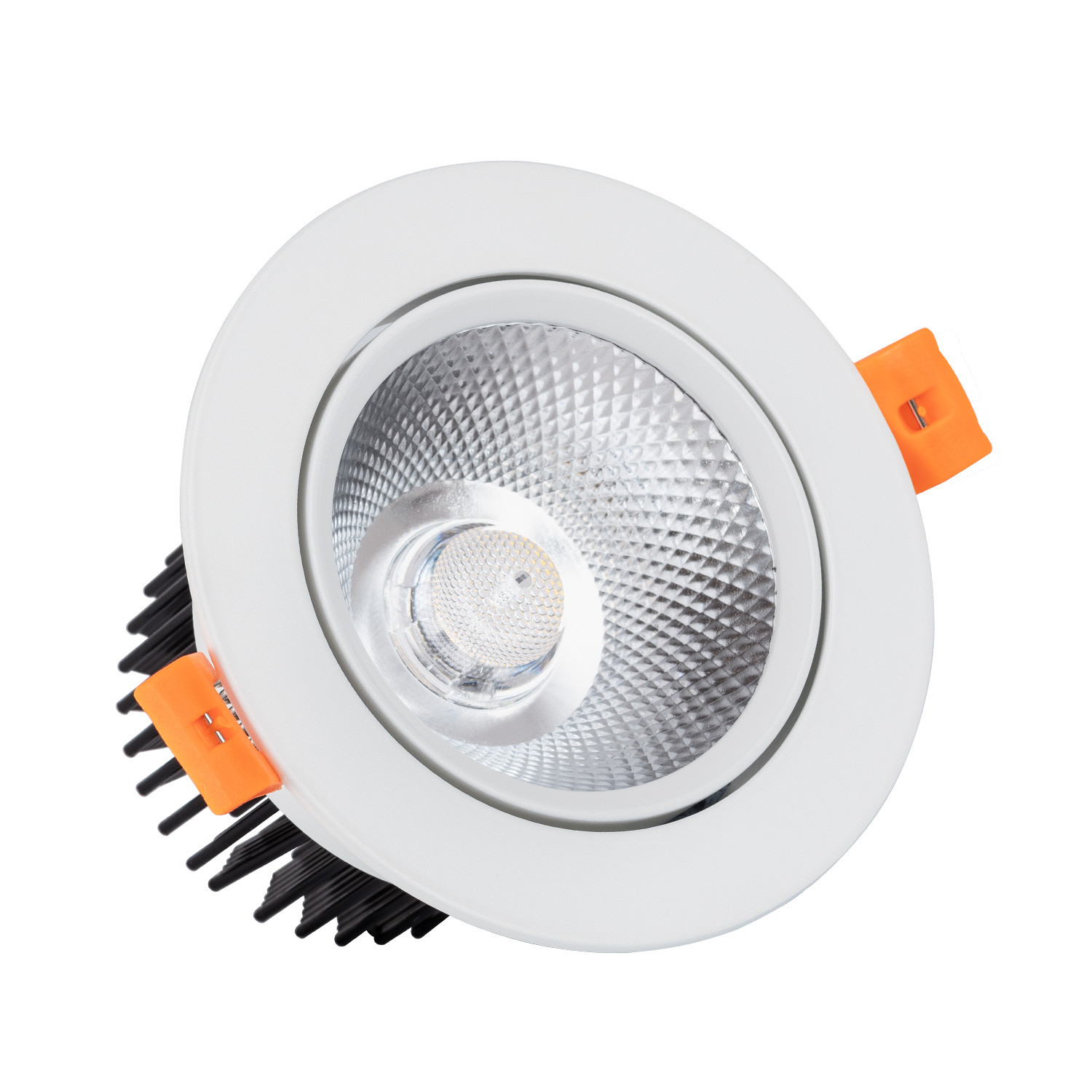 Produto de Foco LED Downlight LED 12W COB Direcionável Circular Branco Corte Ø 90 mm No Flicker 