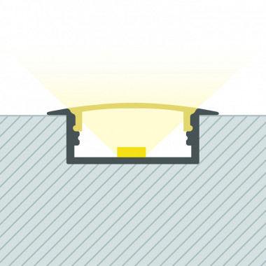 Producto de Perfil de Aluminio Empotrable con Tapa Continua para Doble Tira LED hasta 18 mm