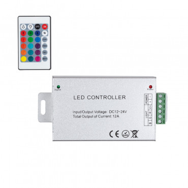 Controlador Tira LED RGB 12/24V, dimable con mando IR 24 teclas