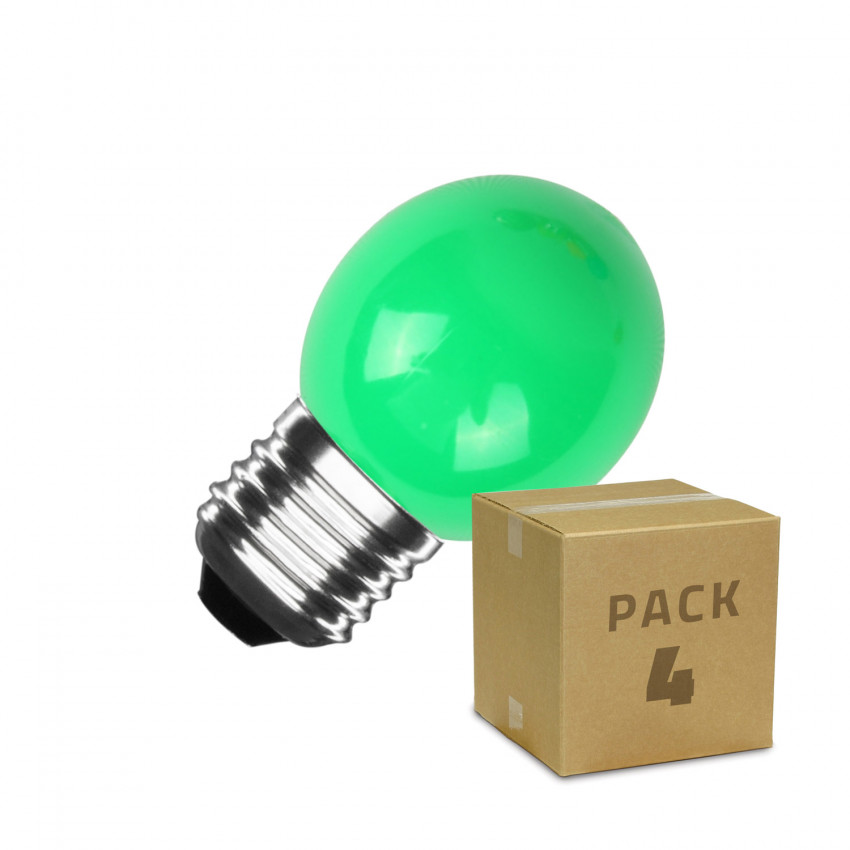 Pack de 4 Bombillas LED E27 G45 3W Verde