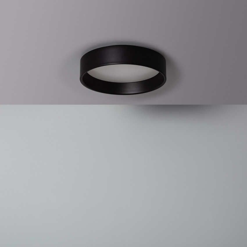 Plafon LED 15W Circular Metal CCT Selecionável Preto Design