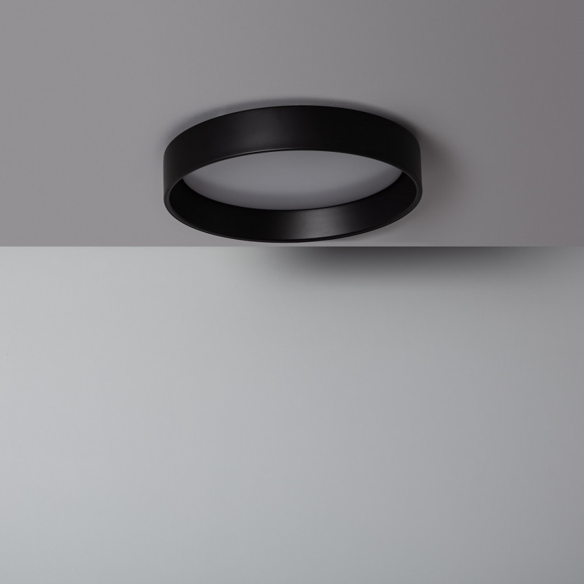 Plafón LED 20W Circular Metal CCT Selecionável Ø450 mm Preto Design 