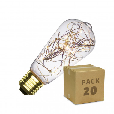 Caixa de 20 lâmpadas LED E27 de Filamento Luzes Lemon ST58 1W  Branco Quente