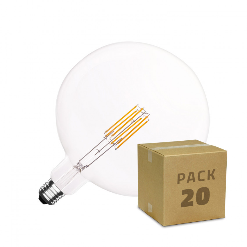 Produto de Caixa de 20 Lâmpadas LED E27 Regulável de Filamento Big Supreme G200 6W Branco Quente
