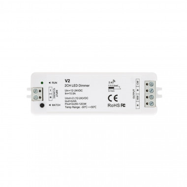 Controlador Regulador Tira LED CCT 12/24V DC 2 Canales compatible con Mando RF