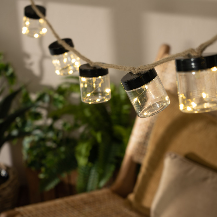 Guirnalda LED Cargador Solar Tarros 2m