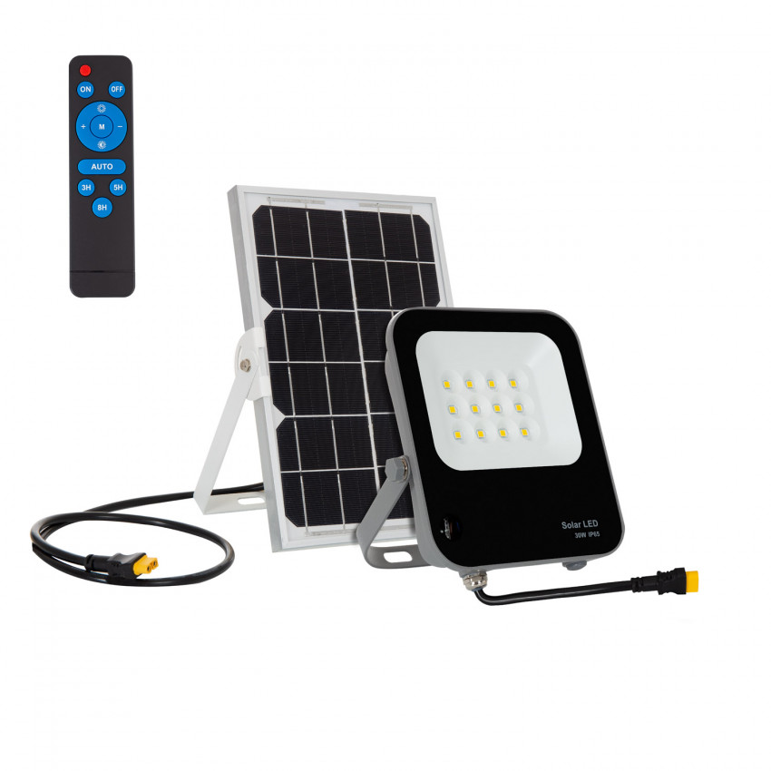 Foco Proyector LED Solar 30W 170lm/W IP65 con Control Remoto