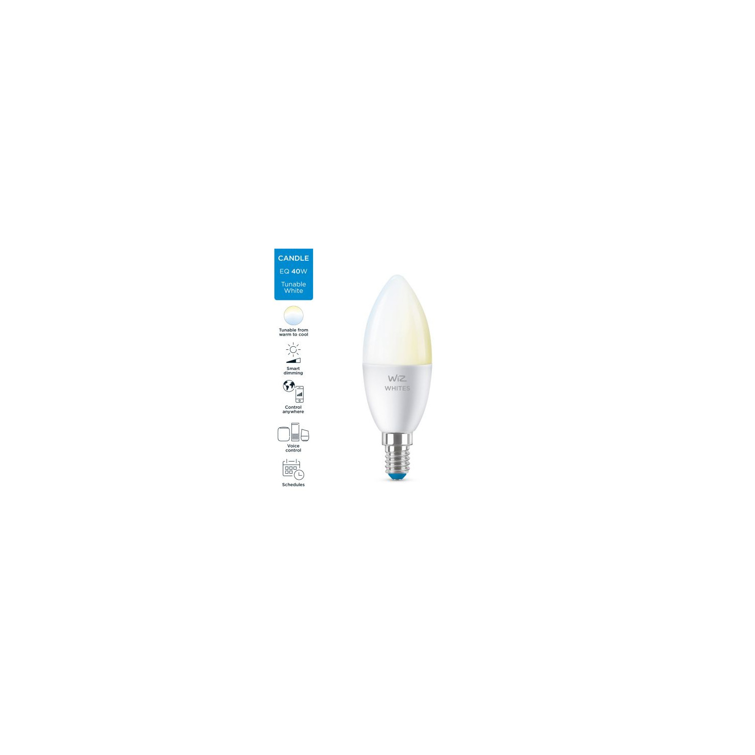 Produto de Pack 2 Lâmpadas Inteligentes LED E14 4.9W 470 lm C37 WiFi + Bluetooth Regulável CCT WIZ