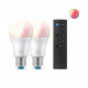 Pack 2 Bombillas LED Smart WiFi + Bluetooth E27 A60 RGB+CCT Regulable WIZ 8W + Mando Smart WiFi WIZ Wizmote