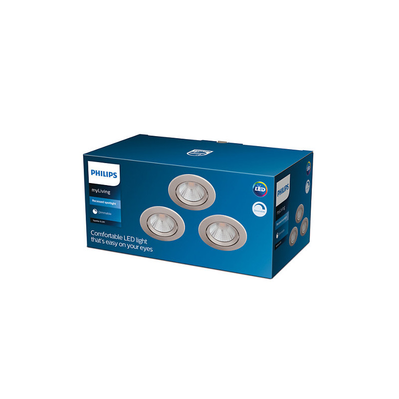 Producto de Pack de 3 Unidades Foco Downlight LED Regulable 5.5W PHILIPS Sparkle Corte Ø 70 mm