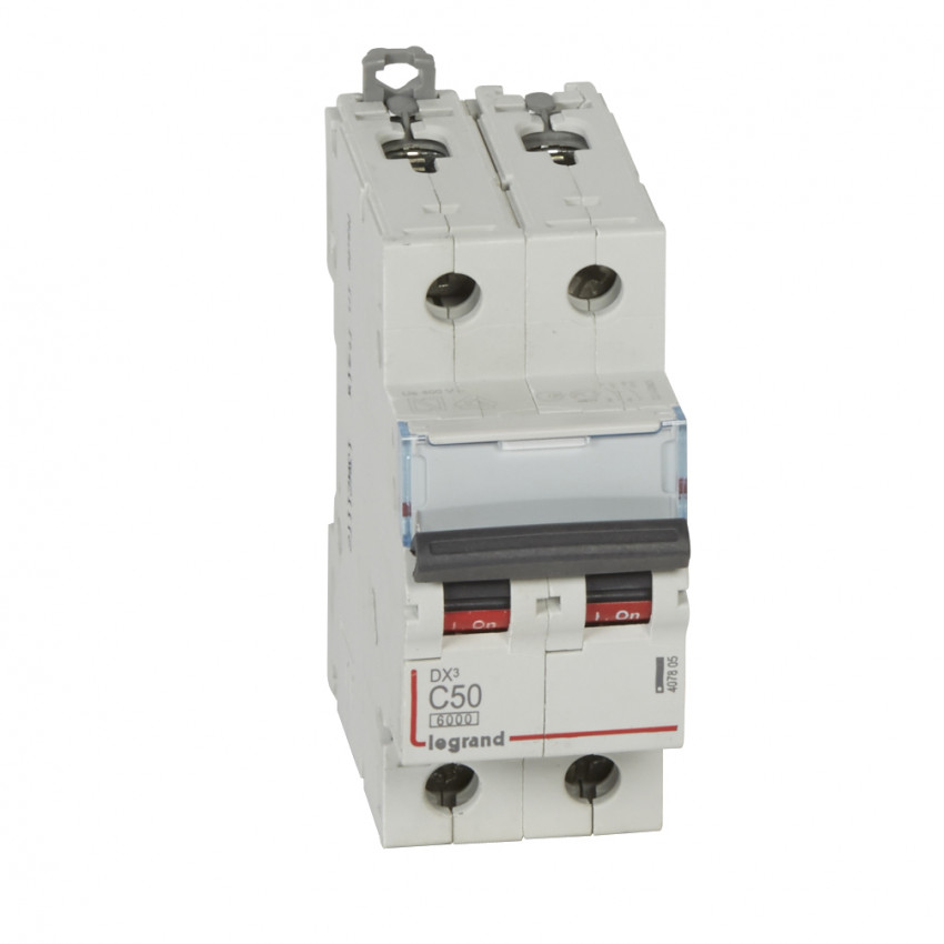 Interruptor Automático Magnetotérmico DX3 Terciário 2P Curva C 6/10kA 50-63 A LEGRAND 407805 