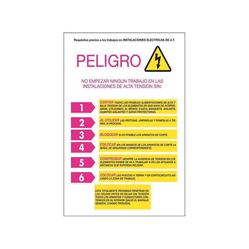 Pack 6 Unidades Cartel PVC Requisitos Previos CATU AP223R