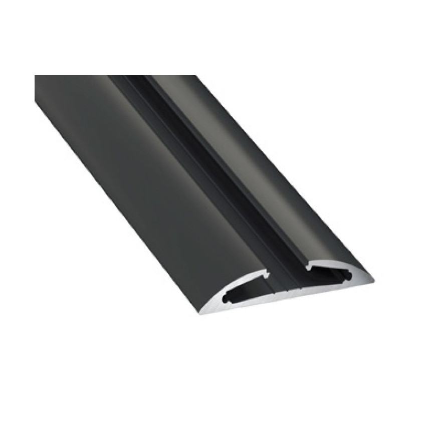 Perfil de Aluminio Superficie Semicircular 2 m Negro para Doble Tira LED hasta 12 mm