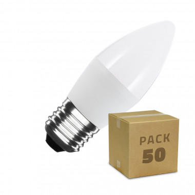 Caixa de 50 lâmpadas LED E27 C37 5W Branco Frio
