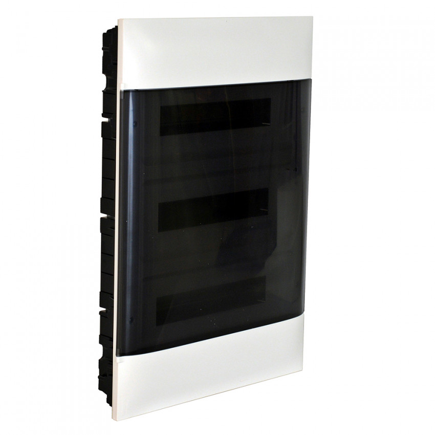 Producto de Caja de Empotrar Practibox S para Tabiques Prefabricados Puerta Transparente 3x18 Módulos LEGRAND 137078