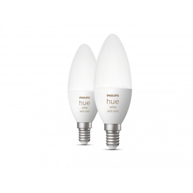 Produto de Pack Lâmpadas Inteligentes LED E14 2x4W 470 lm B39 PHILIPS Hue White