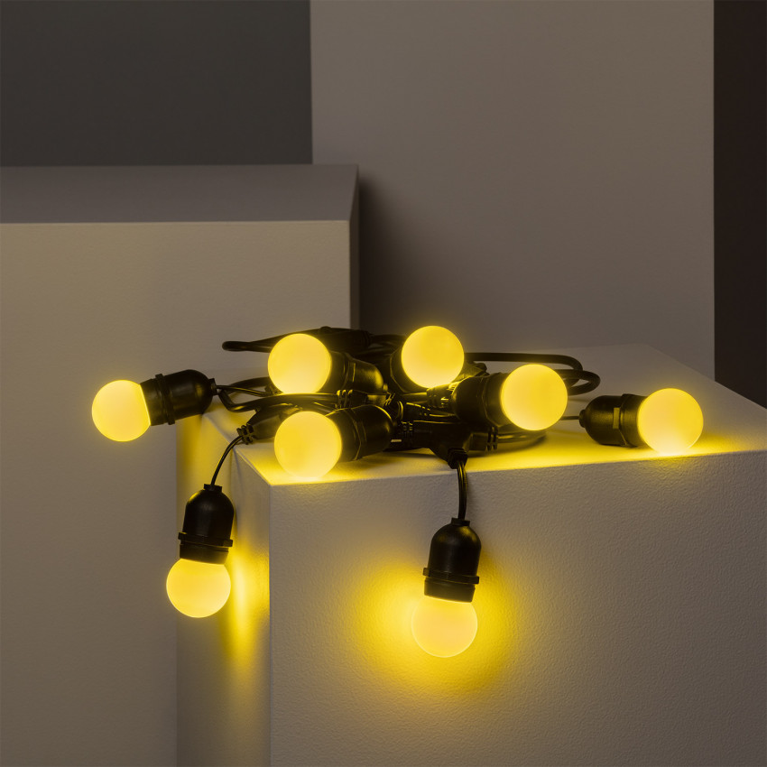 Producto de Kit Guirnalda Luces Exterior 5.5m Negro + 8 Bombillas LED E27 G45 3W de Colores 