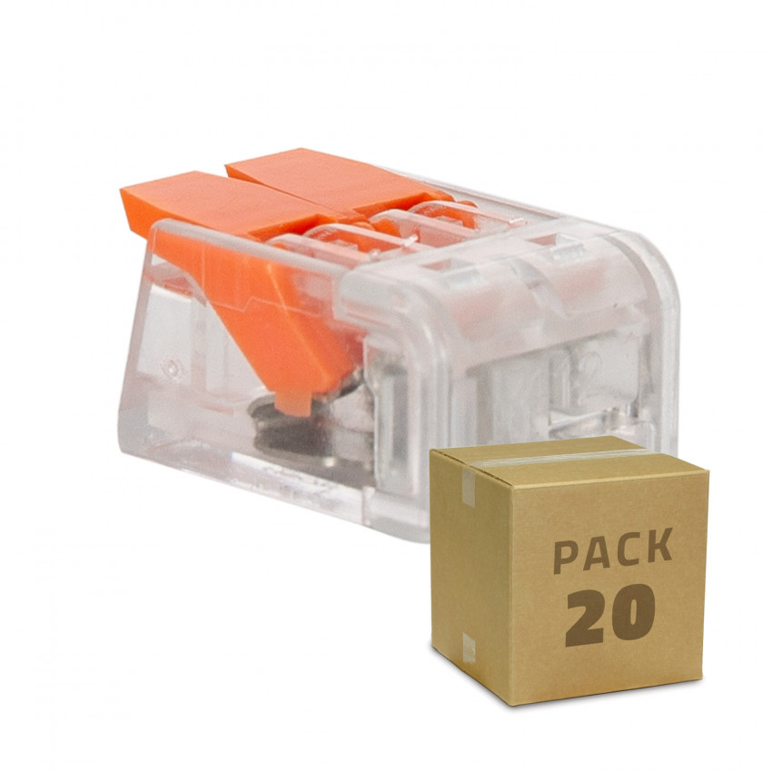Pack 20 Conectores Rápidos 2 Entradas para Cabo Eléctrico 0.08-4 mm² 