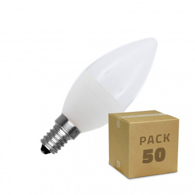 Caja de 50 Bombillas LED E14 C37 5W Blanco Frío