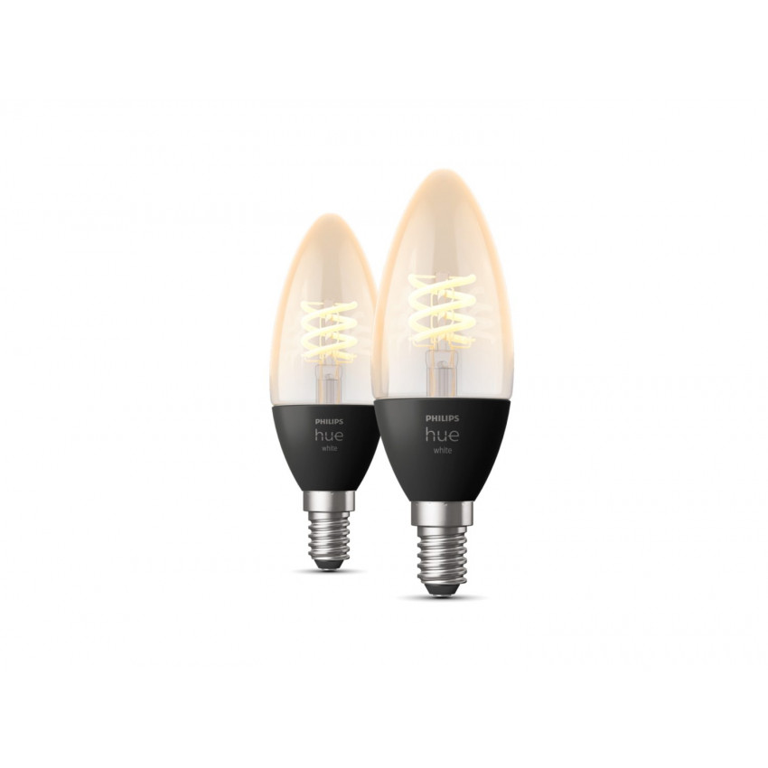 Pack 2 Lâmpadas LED E14 Filamento White 4.5W B35 PHILIPS Hue Candle