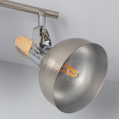 Lámpara de Techo Circular Orientable Metal y Madera 3 Focos Mara - efectoLED
