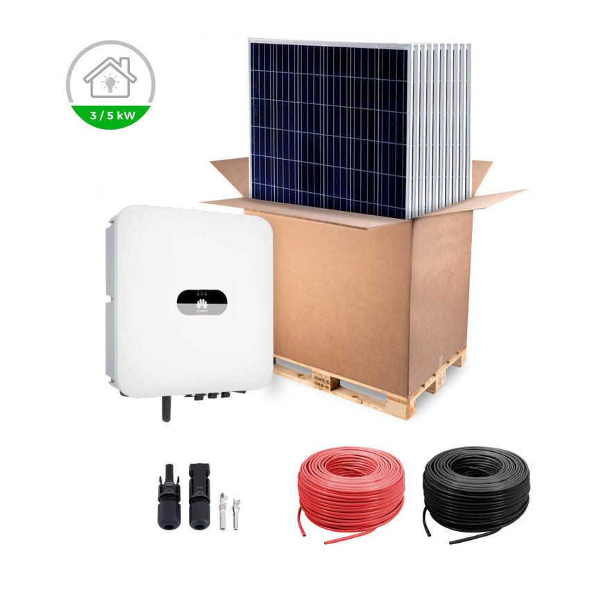 Kit Solar Híbrido HUAWEI Residencial Admite Bateria LG Monofásico 3-5 kW