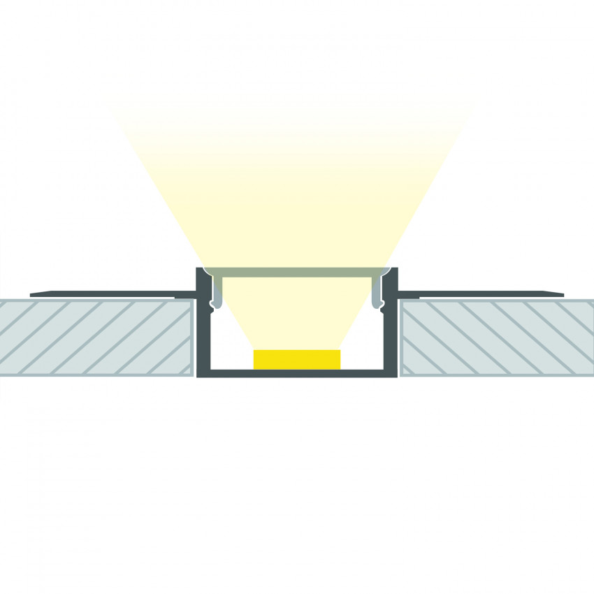 Perfil de Aluminio Integración en Escayola / Pladur para Tira LED hasta 15 mm