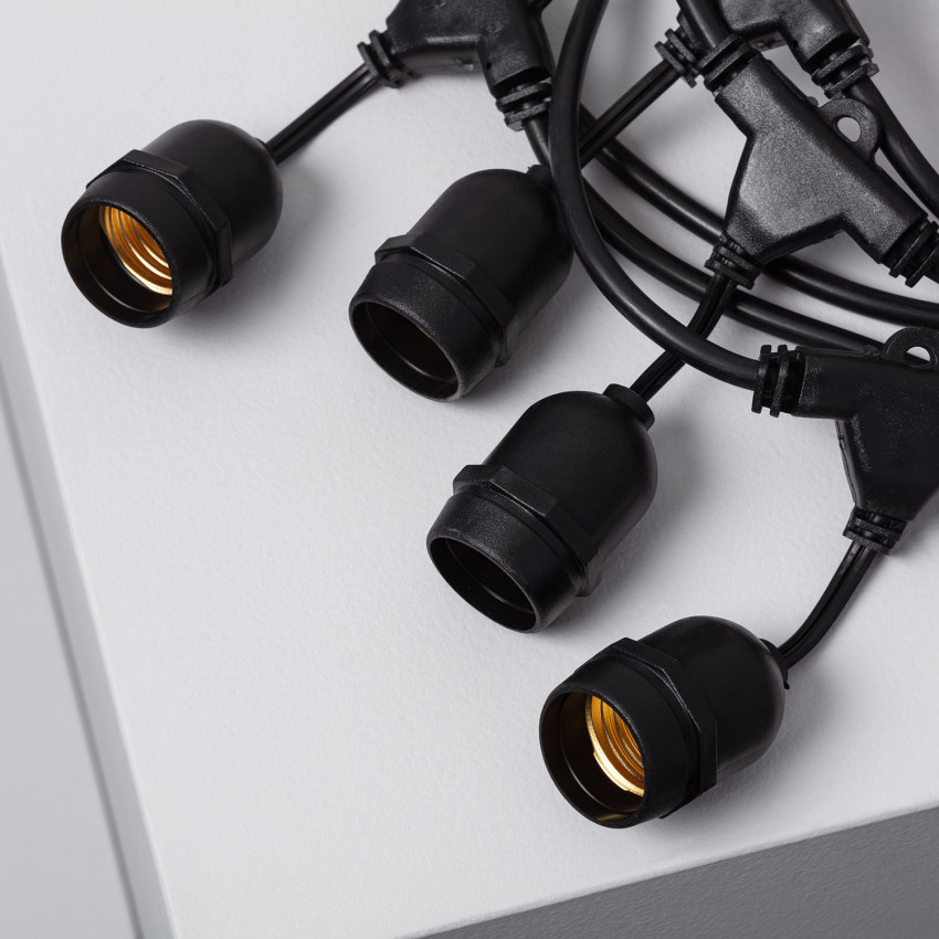 Produto de Grinalda Exterior com 8 Porta-Lâmpadas E27 5.5m Preto IP65
