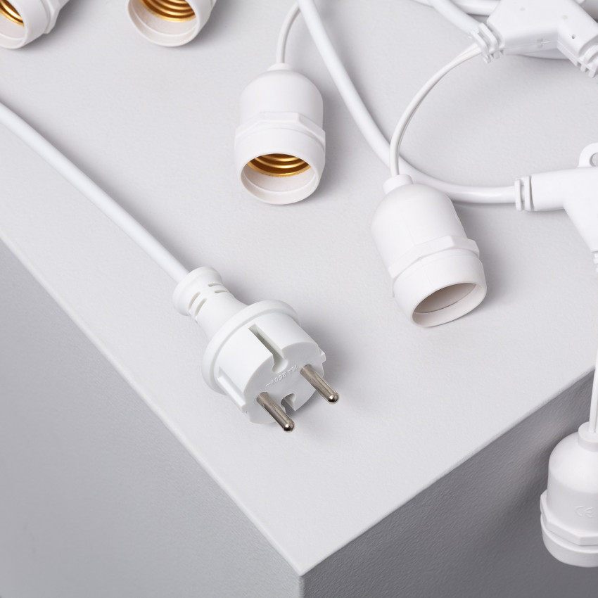 Grinalda Waterproof IP65 com 8 Porta-Lâmpadas E27 5.5m Branco