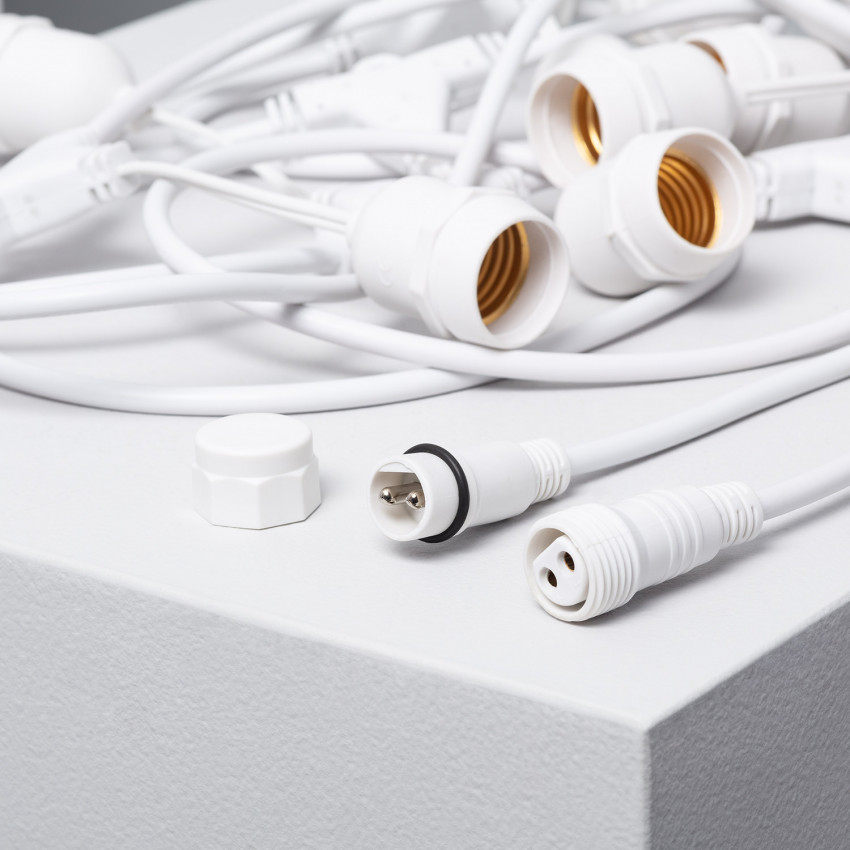 Grinalda Waterproof IP65 com 8 Porta-Lâmpadas E27 5.5m Branco