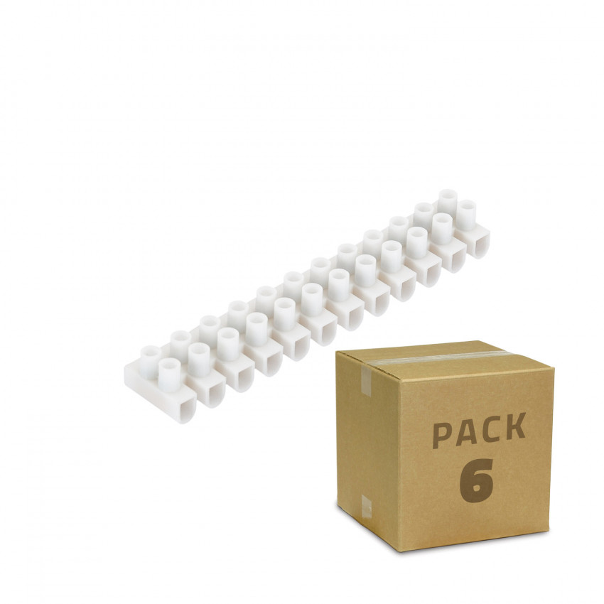 Pack 6 unidades de Clema Regleta de 12 Conectores de Cable Eléctrico Blanco
