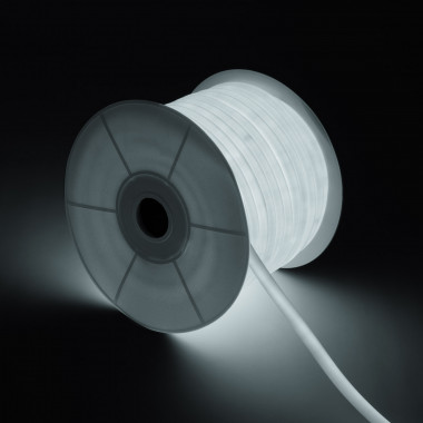 Produto de Rolo Neon LED Regulável 220V AC 120 LED/m 50 m Circular 360 Branco Frio IP67 a Medida Corte a cada 100 cm