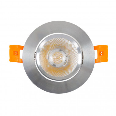 Produto de Foco Downlight LED 7W COB Direccionável Circular Prata Corte Ø 70 mm No Flicker