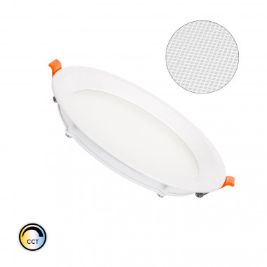 Placa LED 16W CCT Seleccionable Circular Slim Microprismático (UGR17) LIFUD Corte Ø 150 mm