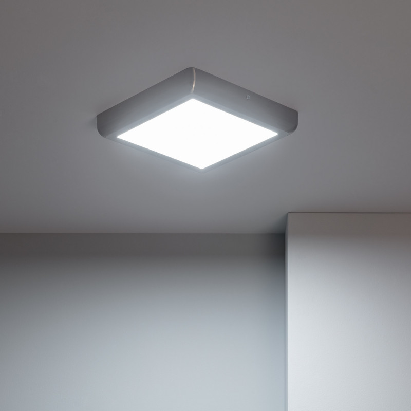 Produto de Plafón LED 18W Quadrado Metal 225x225 mm Design Silver