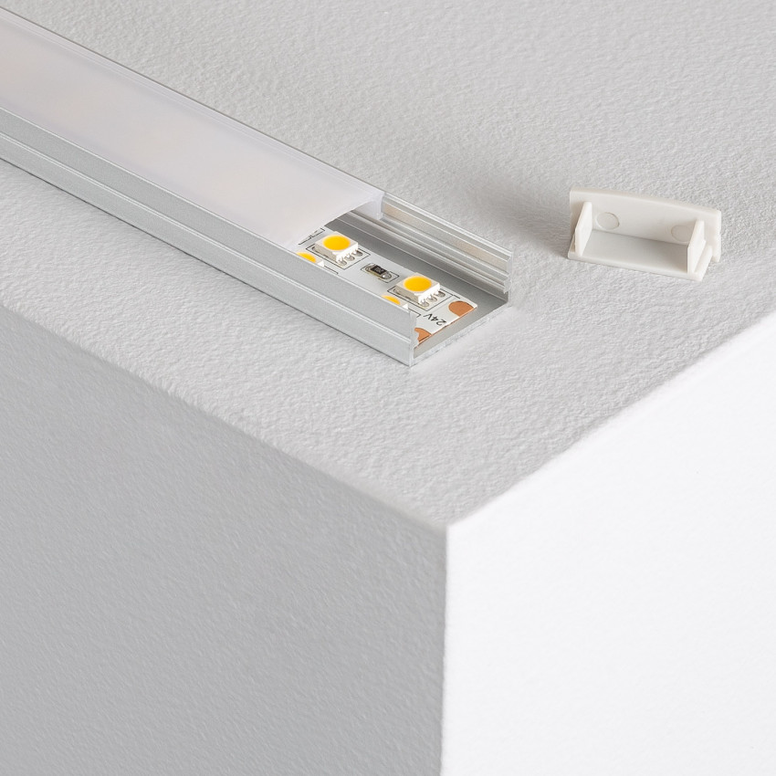 Producto de Perfil de Aluminio Superficie 2m para Doble Tira LED hasta 20 mm