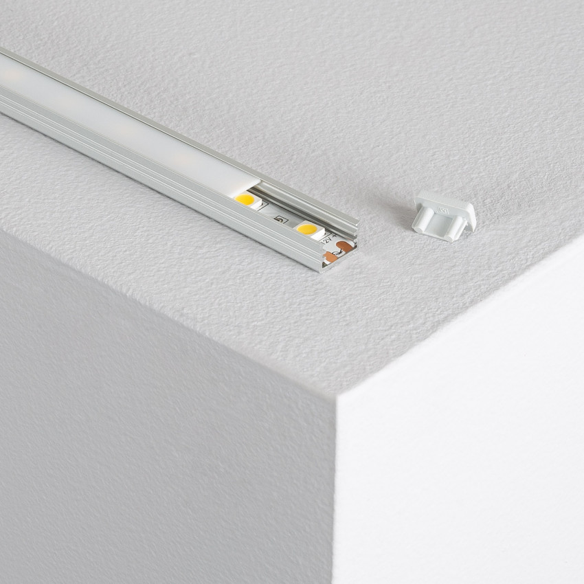 Perfil de Aluminio Superficie 1m con Tapa Translúcida para Tiras LED hasta 10 mm