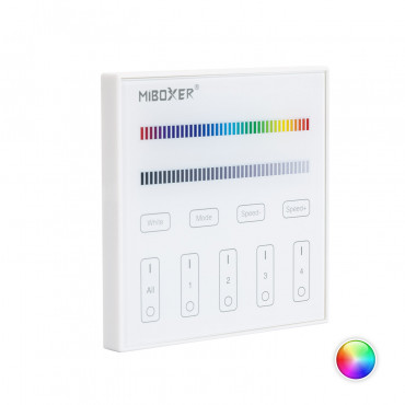 Product Mando RF 220-240V AC de Pared para Regulador LED RGBW 4 RF Zonas MiBoxer T3