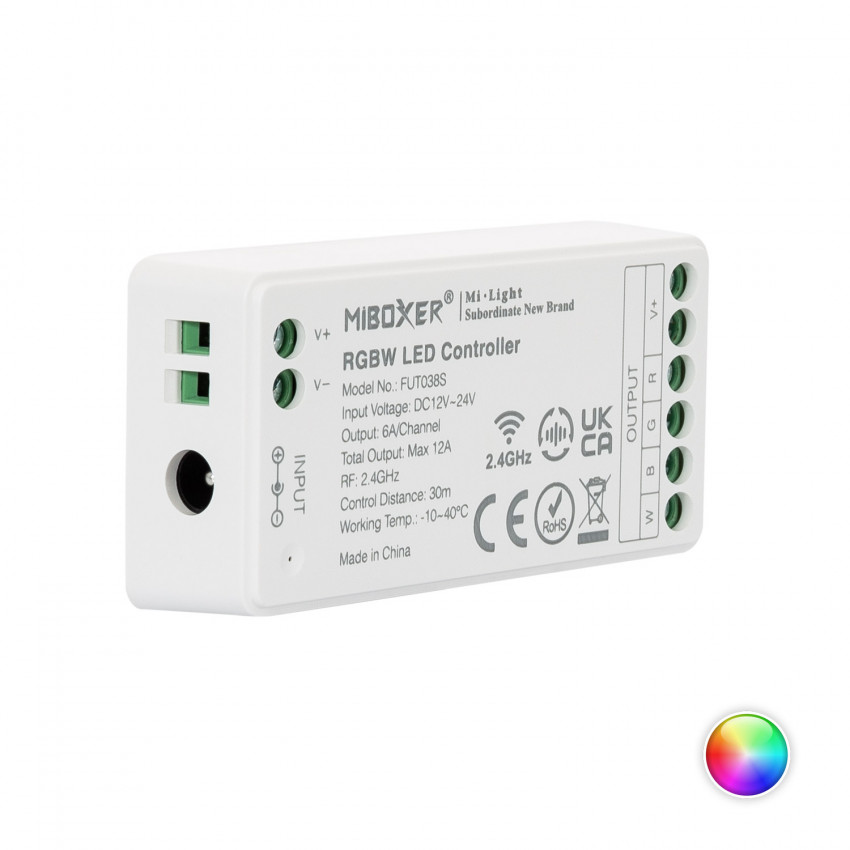 Fotografía del producto: Controlador Regulador LED RGBW 12/24V DC MiBoxer FUT038S