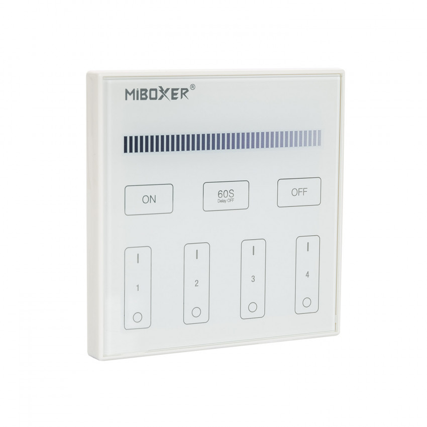 Controlador RF 220-240V AC de Parede para Regulador LED Monocolor 4 Zonas RF MiBoxer T1 