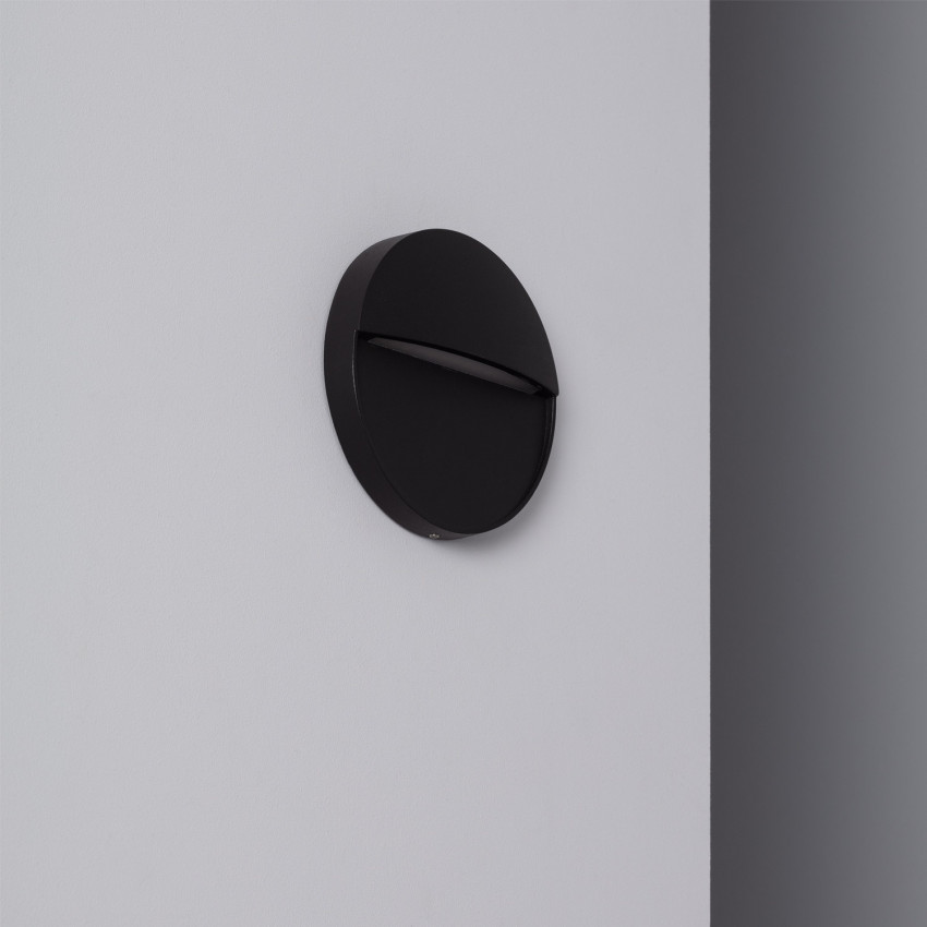 Baliza Exterior LED 4W Superficie Pared Circular Negro Jade