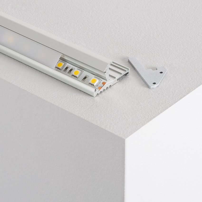 Perfil de Aluminio para Escalera Doble iluminación 1m para Dos Tiras LED hasta 10 mm