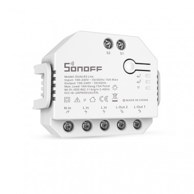 Interruptor WiFi Compatible con Doble Interruptor Convencional SONOFF Dual R3 Lite 15A