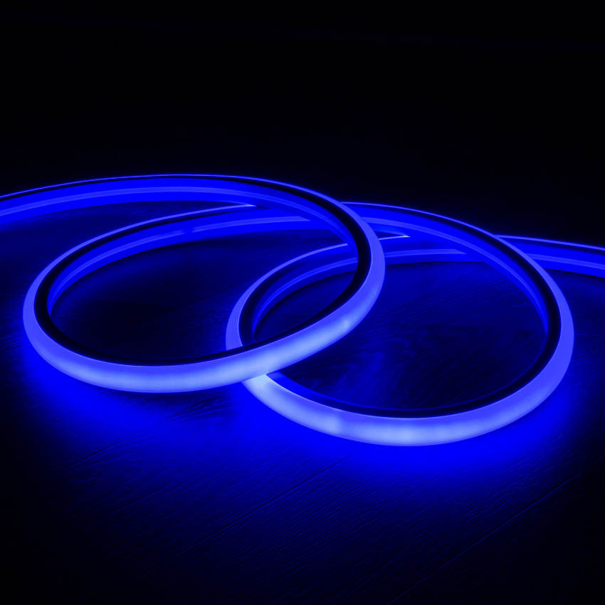 Produto de Fita Neon LED 7.5 W/m Regulável 220V AC 120 LED/m Semicircular 180º Azul IP67 à Medida Corte a cada 100 cm 