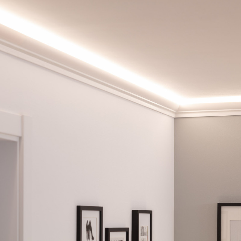 Cornisa para iluminación con tira LED  Tiras de led, Escaleras  iluminacion, Iluminacion salon
